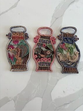 Birds raffia trivets or wall decor